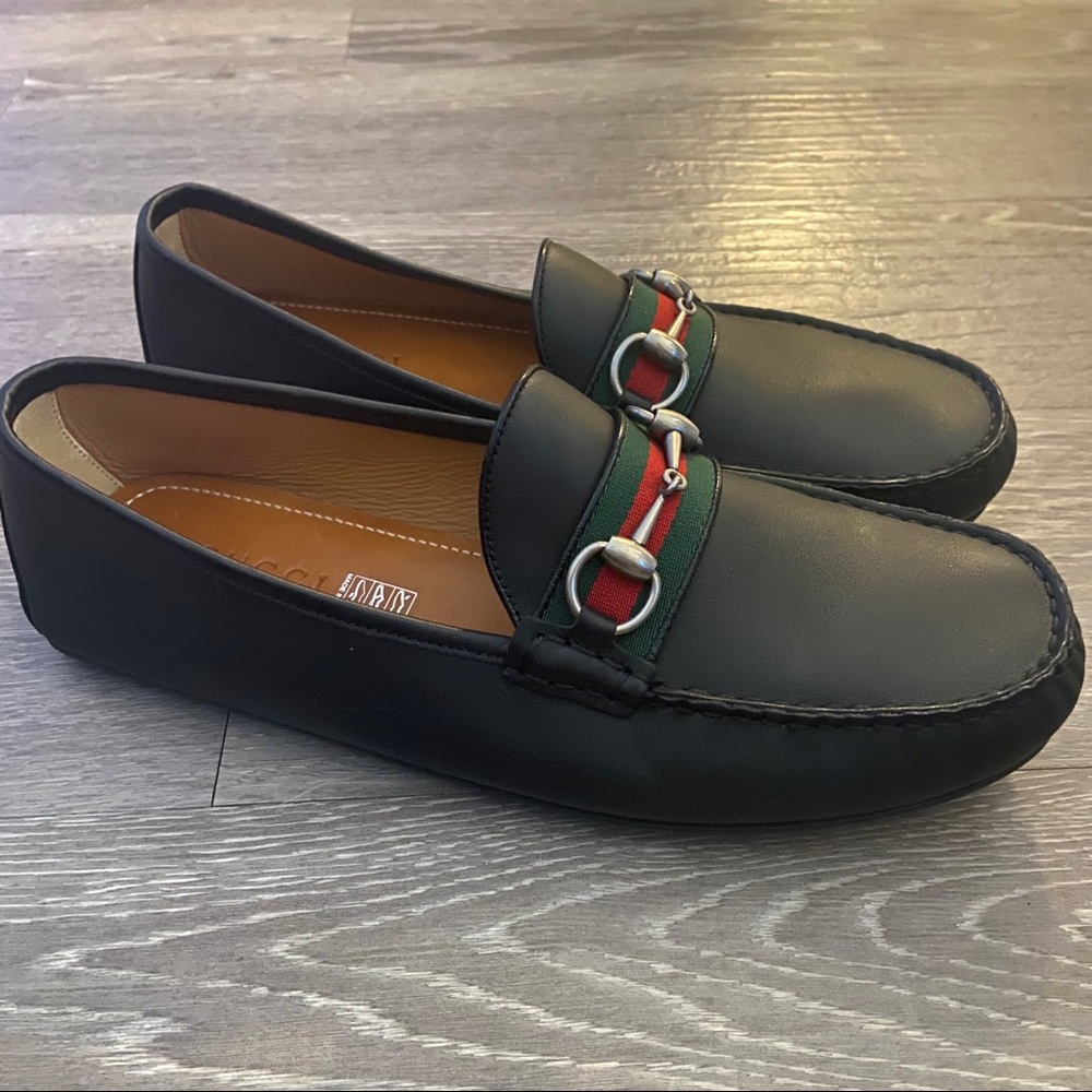 SOLD NEW Gucci leather driver with web - Picture 7 of 9